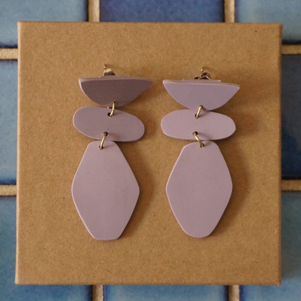 Large Abstract Statement Earrings, Polymer Clay